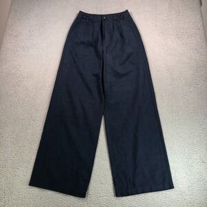 Madewell Harlow Wide Leg Pants Womens 00 Dark  Blue Pleated High Rise Drapey NEW